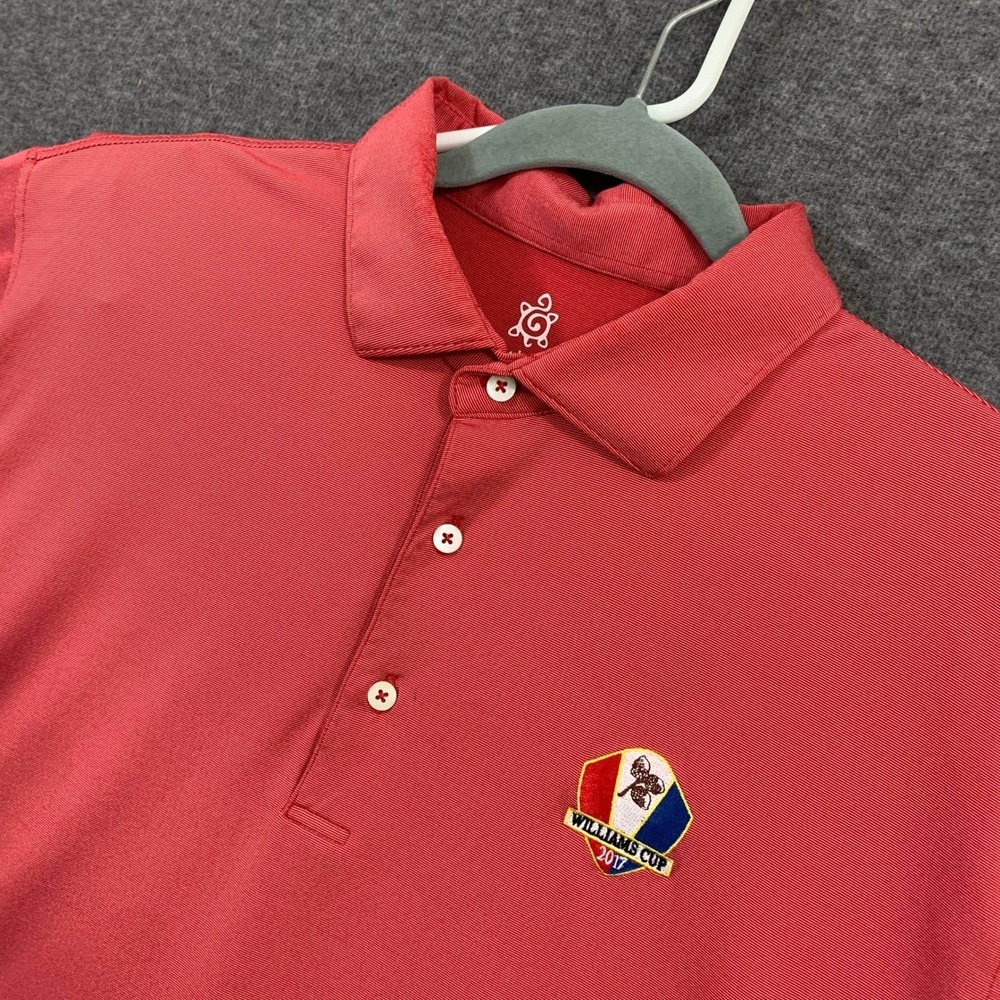 Turtleson Tour Performance Golf Polo Shirt Mens XL Coral Red Williams Cup 2017